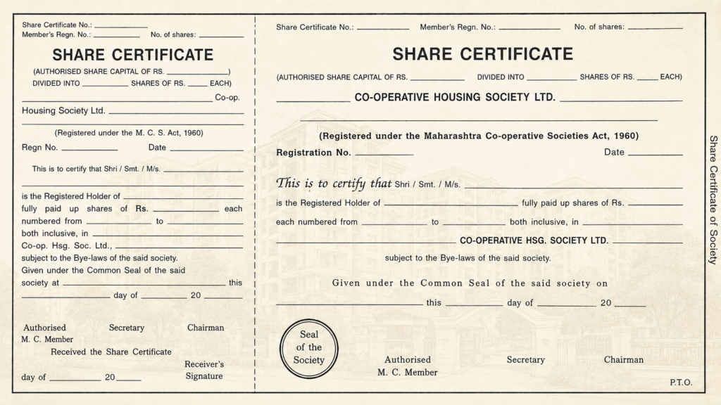 share certificate of society