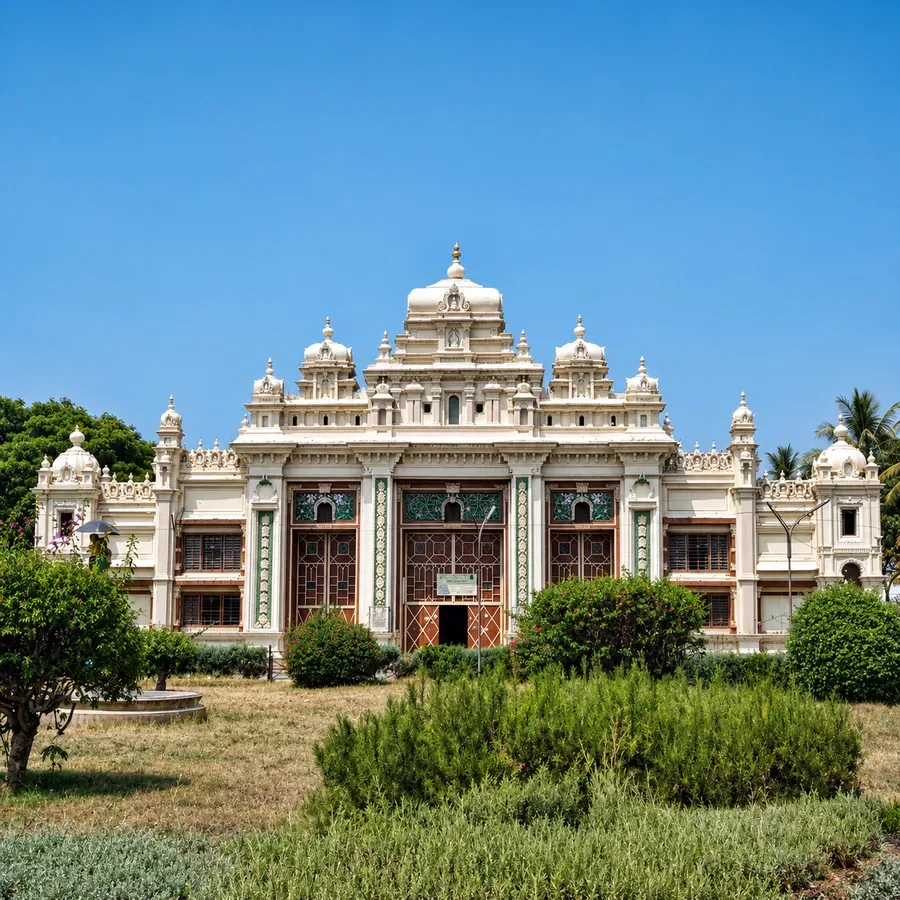 White heritage building in Mysuru